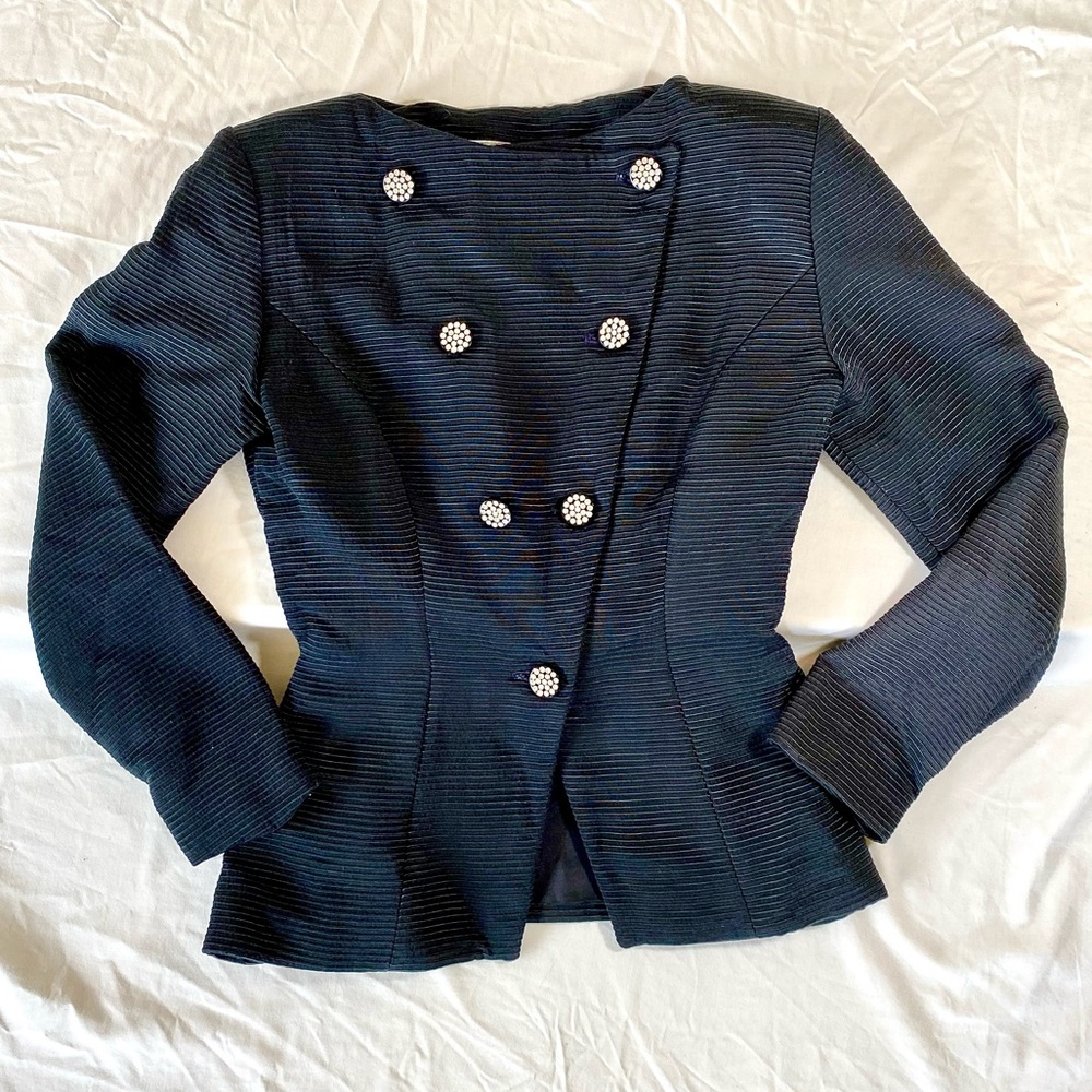 Designer Vicky Tiel Ribbed Blouse